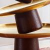 Stainless Steel High Footed Cake Storage Tray Appetizer Platter Fruit Display Plate Household Wood Base Snacks Pans