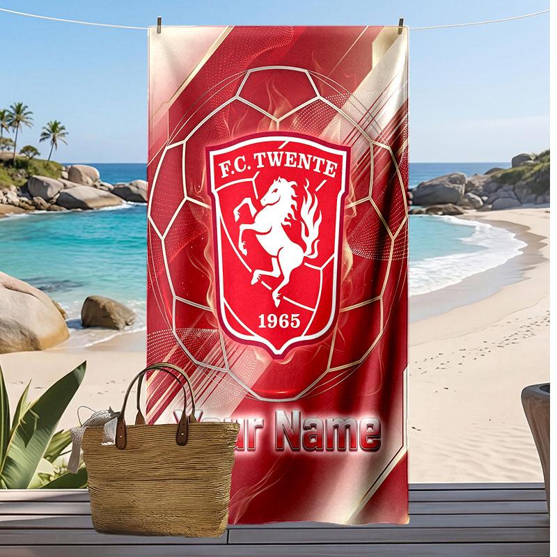 FC Twente Personalisiertes Bedrucktes Strandtuch Fußballlogo Unterstützung Benutzerdefinierter Name Text Absorbierendes Handtuch Für Sport Reisen Besonderes Geschenk
