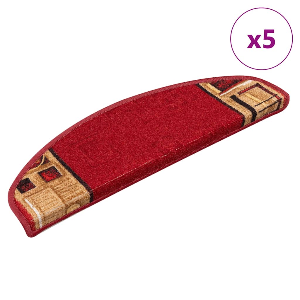 Self Adhesive Stair Mats 5 pcs 65 x 21 x 4 cm Red
