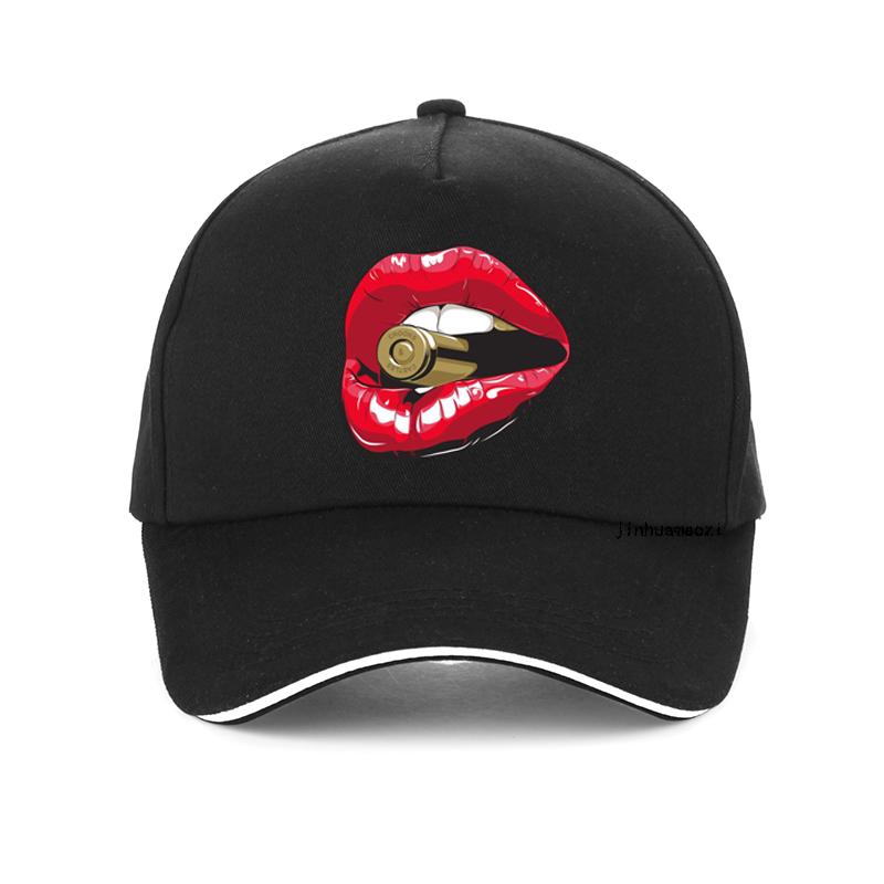 Summer Fashion Red Lips Bullet Print Women Baseball Cap Men Casual Brand Cotton Funny Swag Aesthetic Unisex Hip Hop Gothic Hat