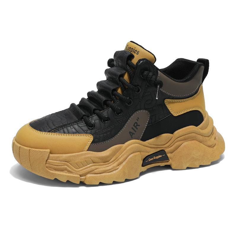 

Корейская версия осенней моды, персонализированные туфли на платформе, средней высоты, мужские, сочетающиеся по цвету, повседневные ботинки Мартин, уличные, ретро, трендовые туфли 39