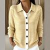 European & American Striped Knit Button Cardigan: Autumn/Winter Casual Solid Color Fashion for Women 2026