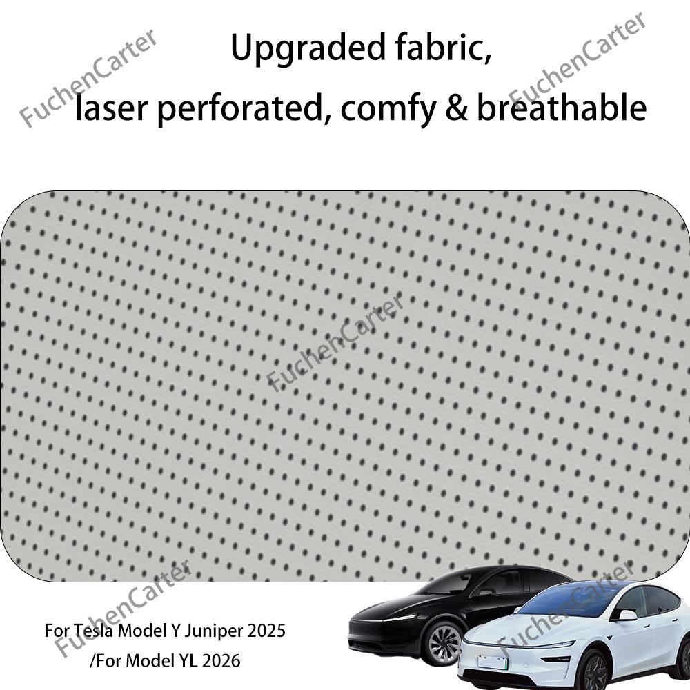 Four Seasons Universal PU Ventilated Seat Cushions For Tesla Model Y YL Juniper 2025+, Split Single Seats & Rear Back Row Set