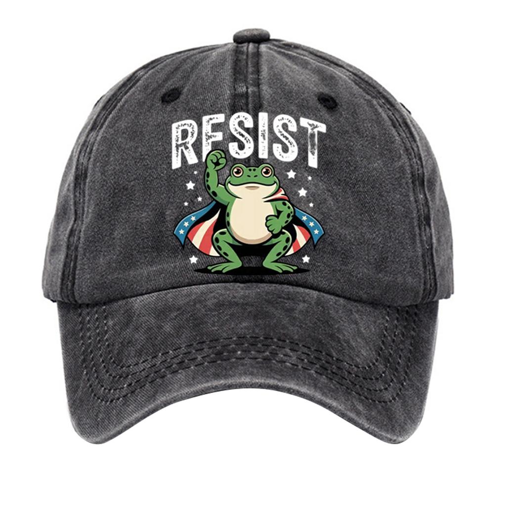 Men's Washed Cotton Baseball Cap With Printed Distressed Soft Top Denim Hat, Vintage Hat