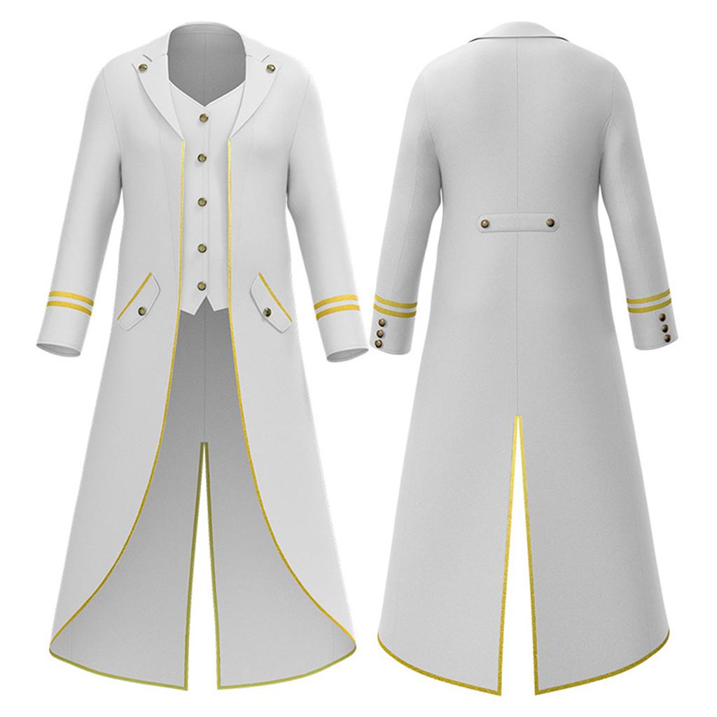 Jiamei Unisex Adult Retro Gothic Steampunk Mid-Length Tailcoat Halloween Costume