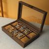 2025 New Style Retro Imitation Wood Grain Leather Watch Box Creative Chinese Style Watch Storage Case Gift Box
