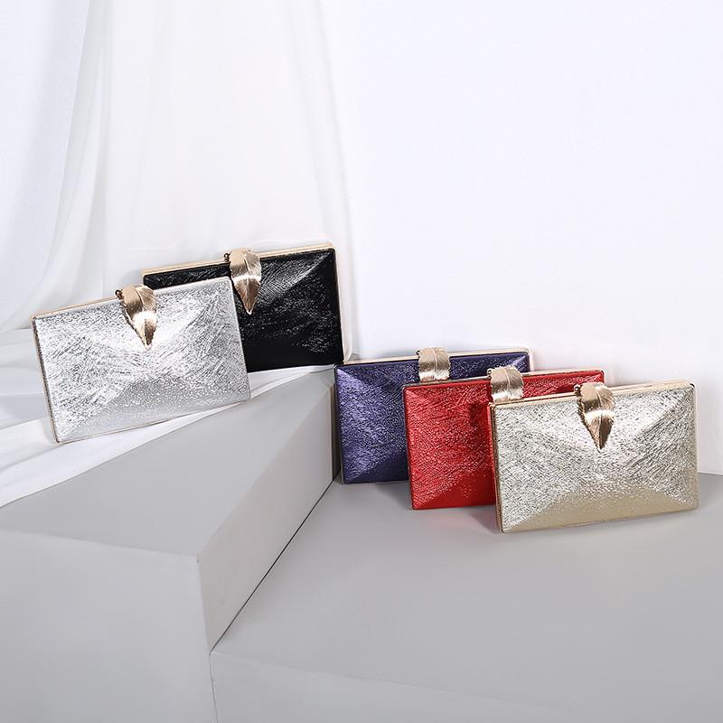Pochette da sera minimalista in PU e Metallo a Foglia con Tasca per Telefono per Feste Formali