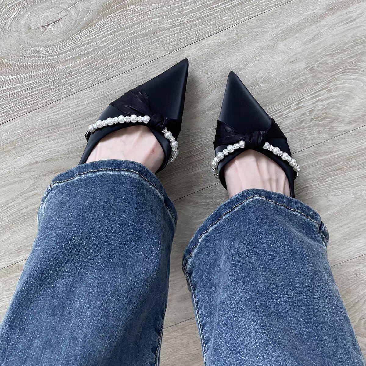 

Весенние женские туфли на высоком каблуке, новая мода, женская обувь на шпильке со стразами, украшенная острым носком, Zapatillas De Mujer 39