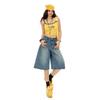 Trendy Vintage Heavy Patch Pocket Loose Straight Distressed Cropped Capri Denim Pants For Women Versatile Slimming FigureFlattering Casual Bottoms