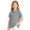 Girls' Short Sleeve School Uniform T-Shirt with Three Button Placket