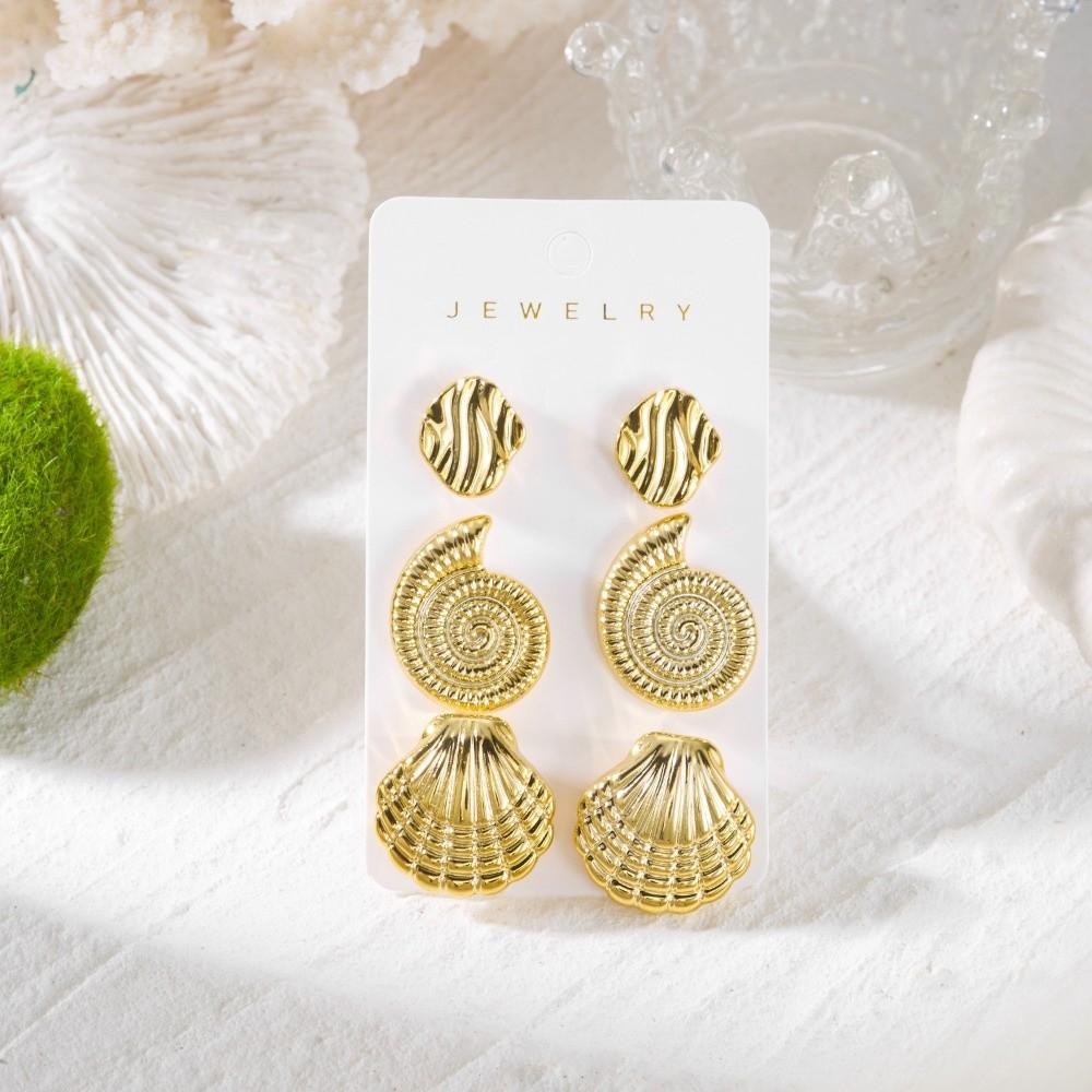 3 Pairs Bohemian Ocean Style Earrings Starfish Ear Studs Vintage Dangle Earring  Women Accessories