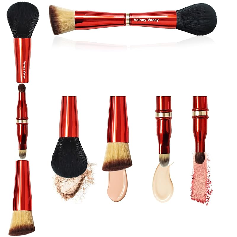 4 in 1 Makeup Brush, Double Ended Travel Makeup Brushes Foundation Brush, All-in-One Makeup Brushes Foundation Makeup Brush-R