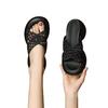 Women's word 2025 foreign style increases outer wear new summer thick-bottomed niche hollow hole fashion woven slippers