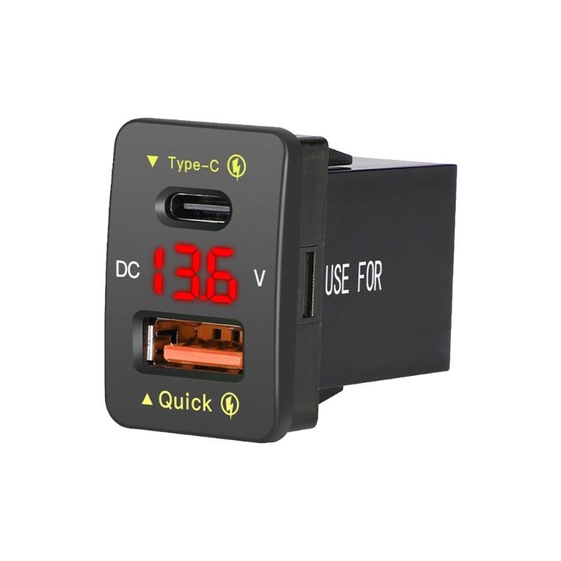 Power Socket Type-C USB Cellphone Charging Port for 2009-2019 Auto Accesory Fast Charging Adapter with Voltmeter