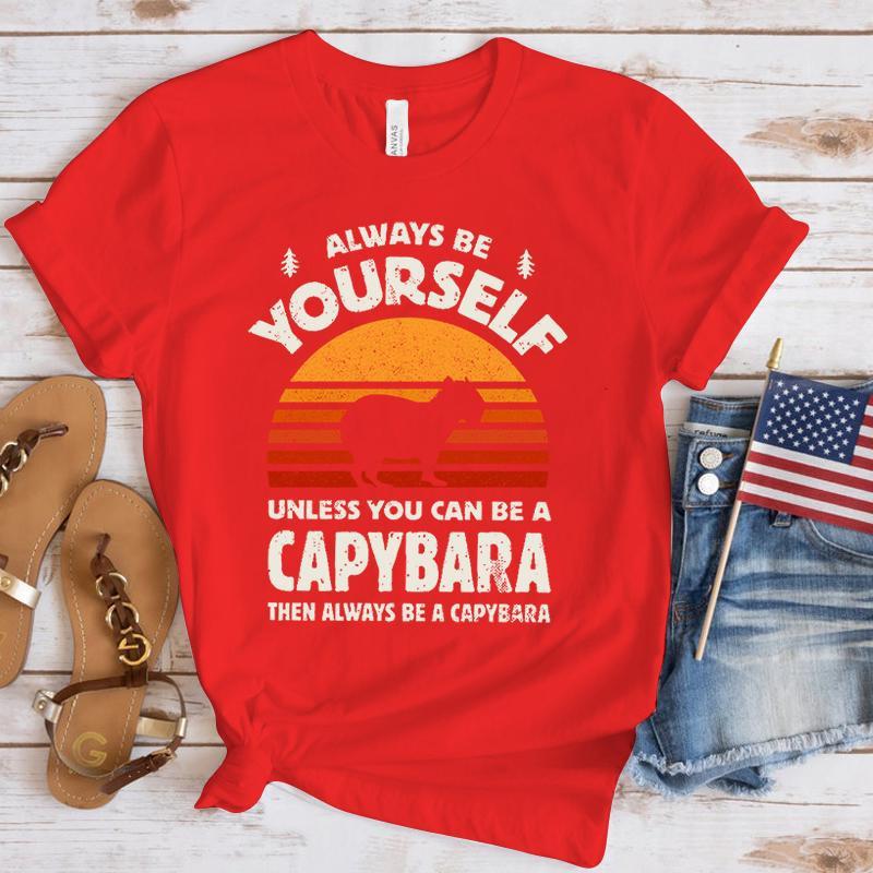 

Hot Capybara Print T-Shirt Loose Short Sleeve Harajuku Casual Tops Women T-Shirt 4XL