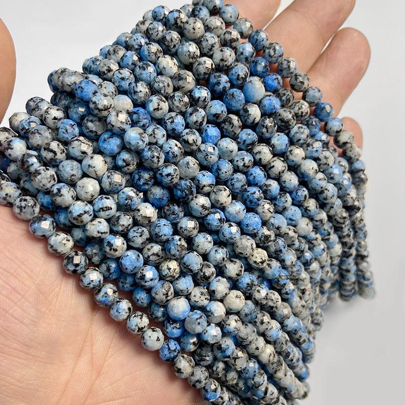 6MM Faceted Round Spacer Gem Stone Beads Loose Crystal Quartz Jaspers Bead For Beadwork Jewelry Making Women Bracelet Necklace