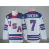 Mens Ice Hockey Jersey Custom Embroidered USA Team 7 19 21 86 Blue White Sportswear Sleeveless Performance Top