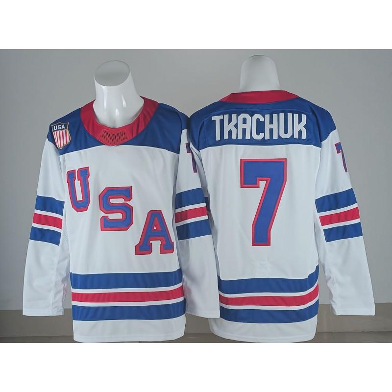 Mens Ice Hockey Jersey Custom Embroidered USA Team 7 19 21 86 Blue White Sportswear Sleeveless Performance Top
