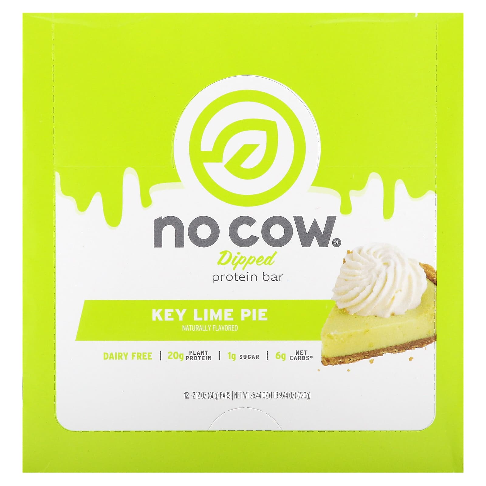 

No Cow, Dipped Protein Bars, Key Lime Pie, 12 Bars, 2.12 oz (60 g) Each