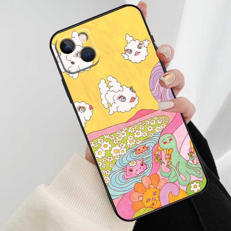 Cute Indie Hippie Phone Case For iPhone 11 12 13 14 15 16 Pro XS Max Mini Cover For iPhone X XR Plus Back Case