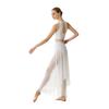 Traje de Danza Lírica para Mujer con Pedrería, Top sin Mangas tipo Camiseta sin Mangas, Pantalones de Malla con Superposición Irregular, Ropa de Baile