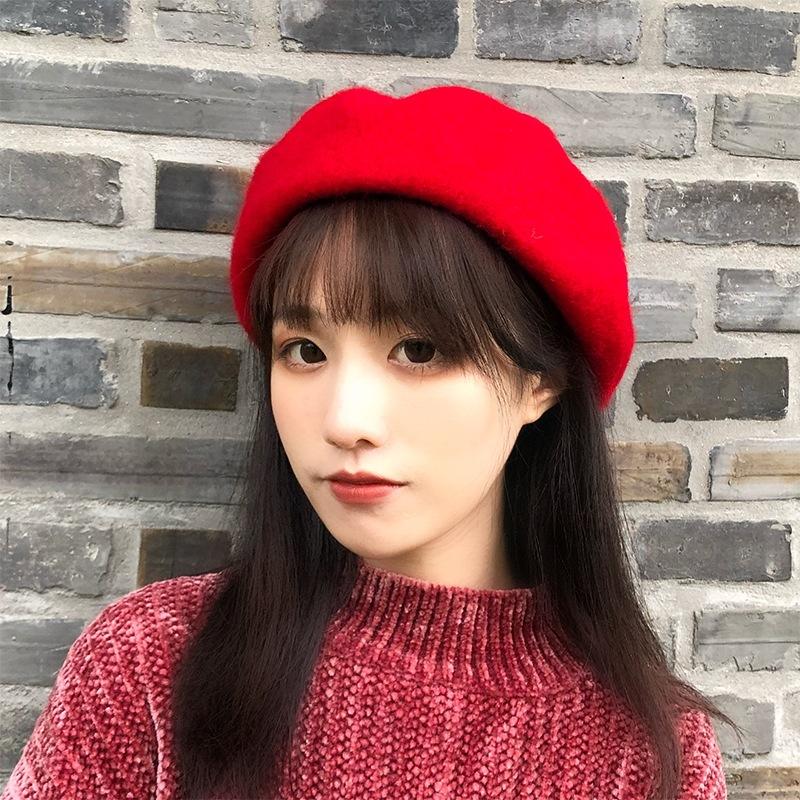 Autumn and Winter Cute Versatile Wool Leopard Print Beret Female Tide British Bud Painter Hat Winter