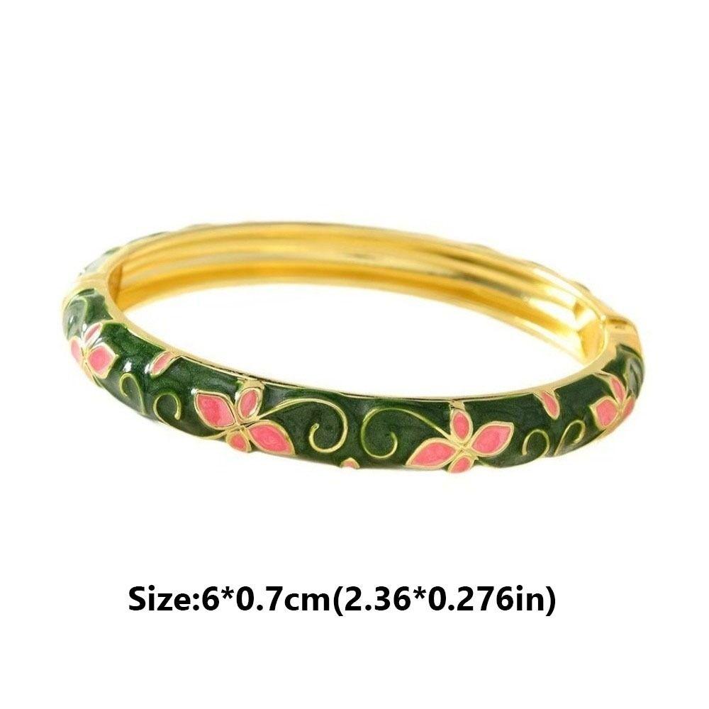 Spring Button Open Cuff Bracelet Colorful Dainty Jewelry Vintage Four-leaf Clover Bangle  for Women