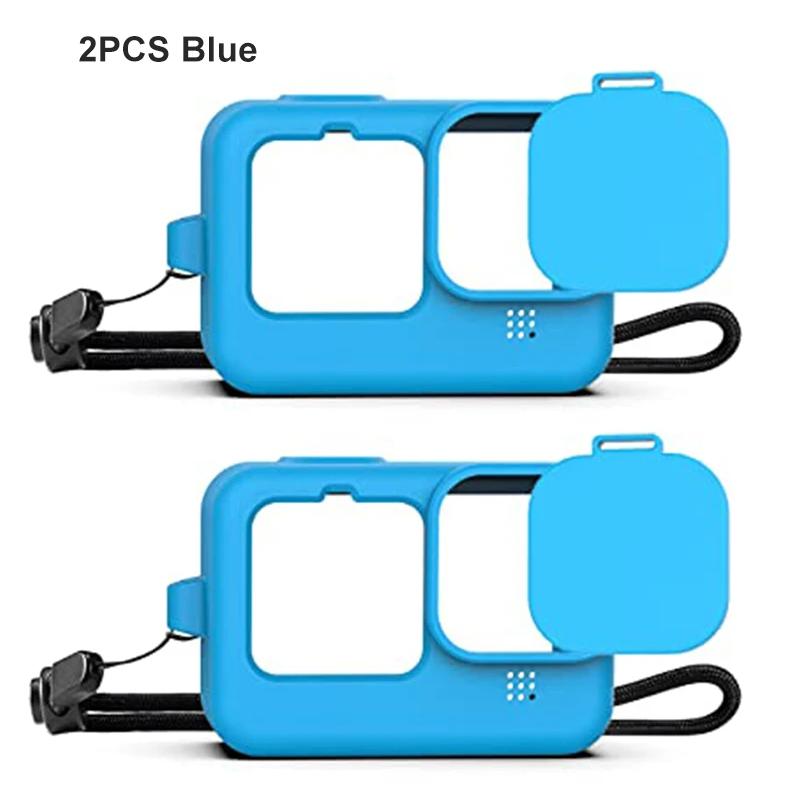 Para GoPro Hero 12 11 Capa de silicone à prova de quedas Capa protetora com cordão Tampa de lente para GOPRO 12 11 10 9 Acessório para câmera de ação