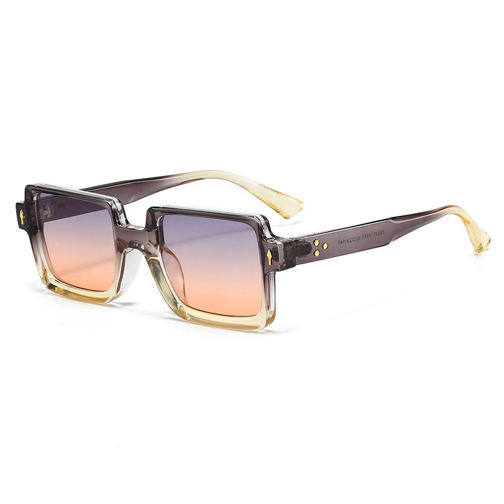 Vintage Square Women Sunglasses Fashion Double Color Men Trending Punk Rivets Gradient Sun Glasses Uv400