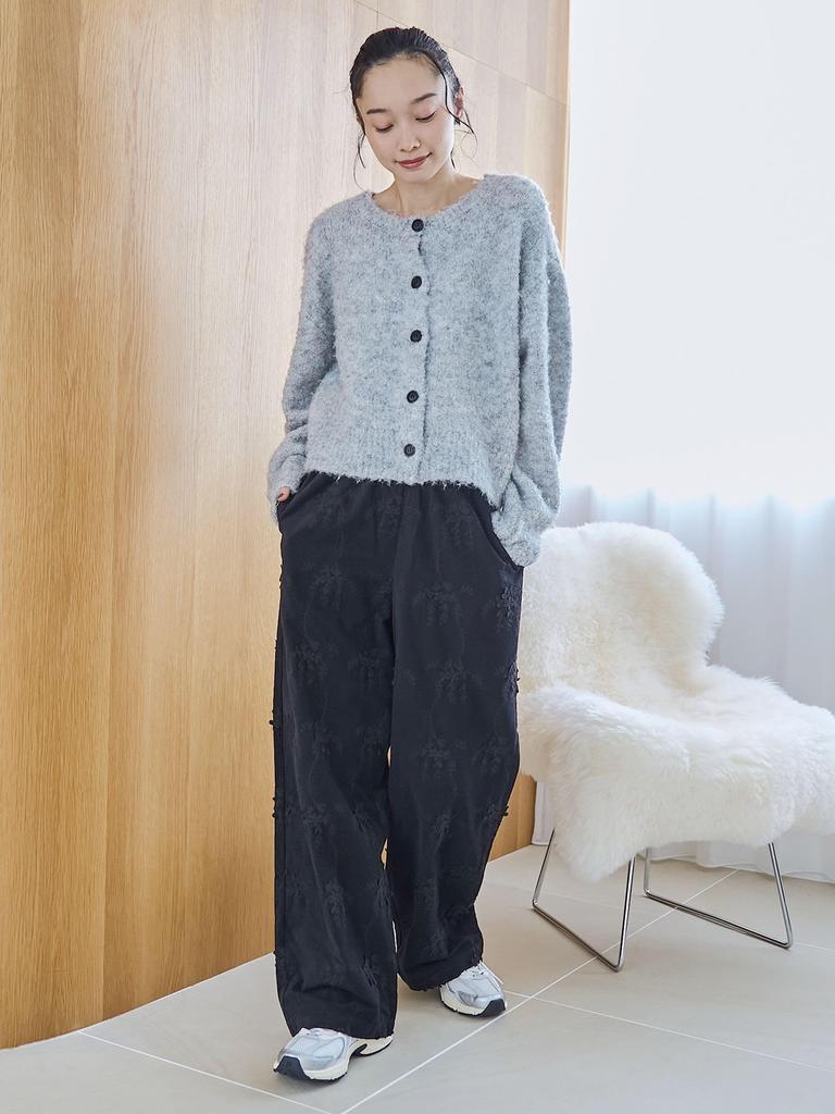 Cohen 3D Flower Embroidered Corduroy Easy Wide Pants, 76406000026, 2150 Natural (21), Medium