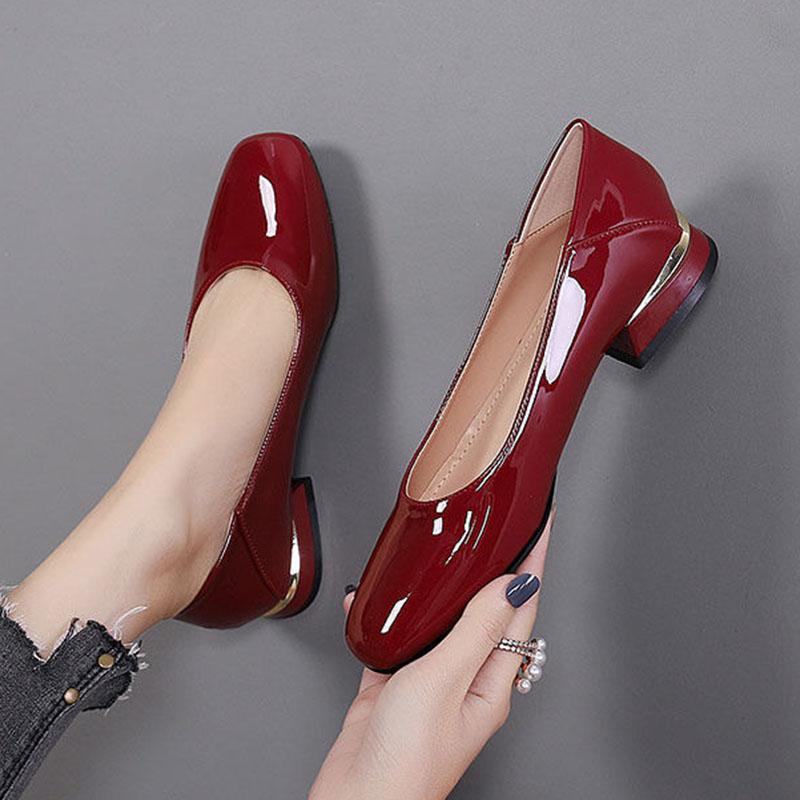 Piel suave Zapatos de tacón bajo Zapatos pequeños de cuero Talón grueso  Femenino Primavera Verano Mocasines de tacón mediano comprar a buen precio  — entrega gratuita, reseñas reales con fotos — Joom