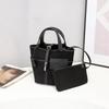 2026 New Cowhide with Canvas Vegetable Basket Bag Lock Pocket Change Bag Fashion Casual Portable Canvas Bag
