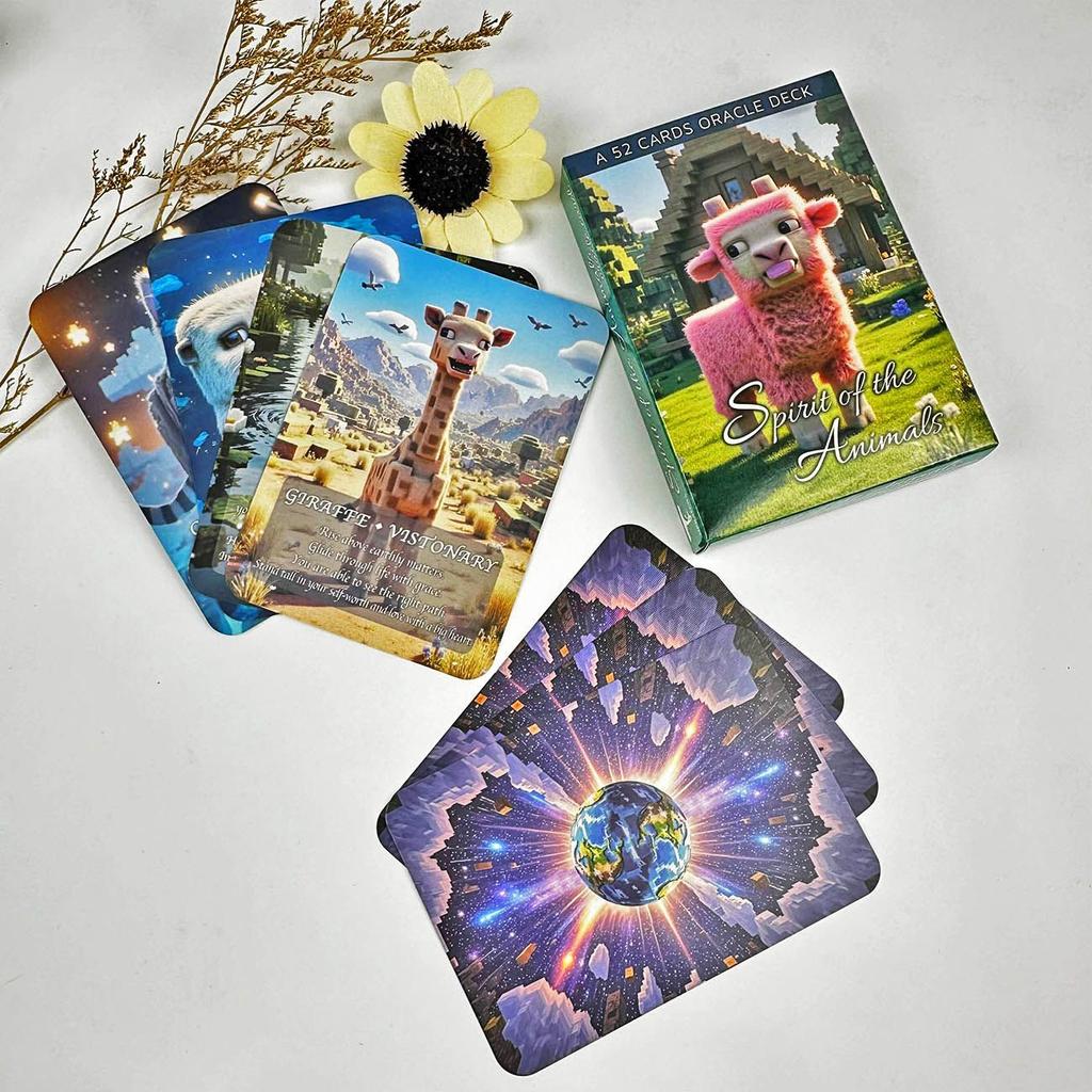 Spirit of The Animals Oracle Deck 9*13cm - 52 Voxel Art Wisdom Cards - Unique Animal Spirit Guide
