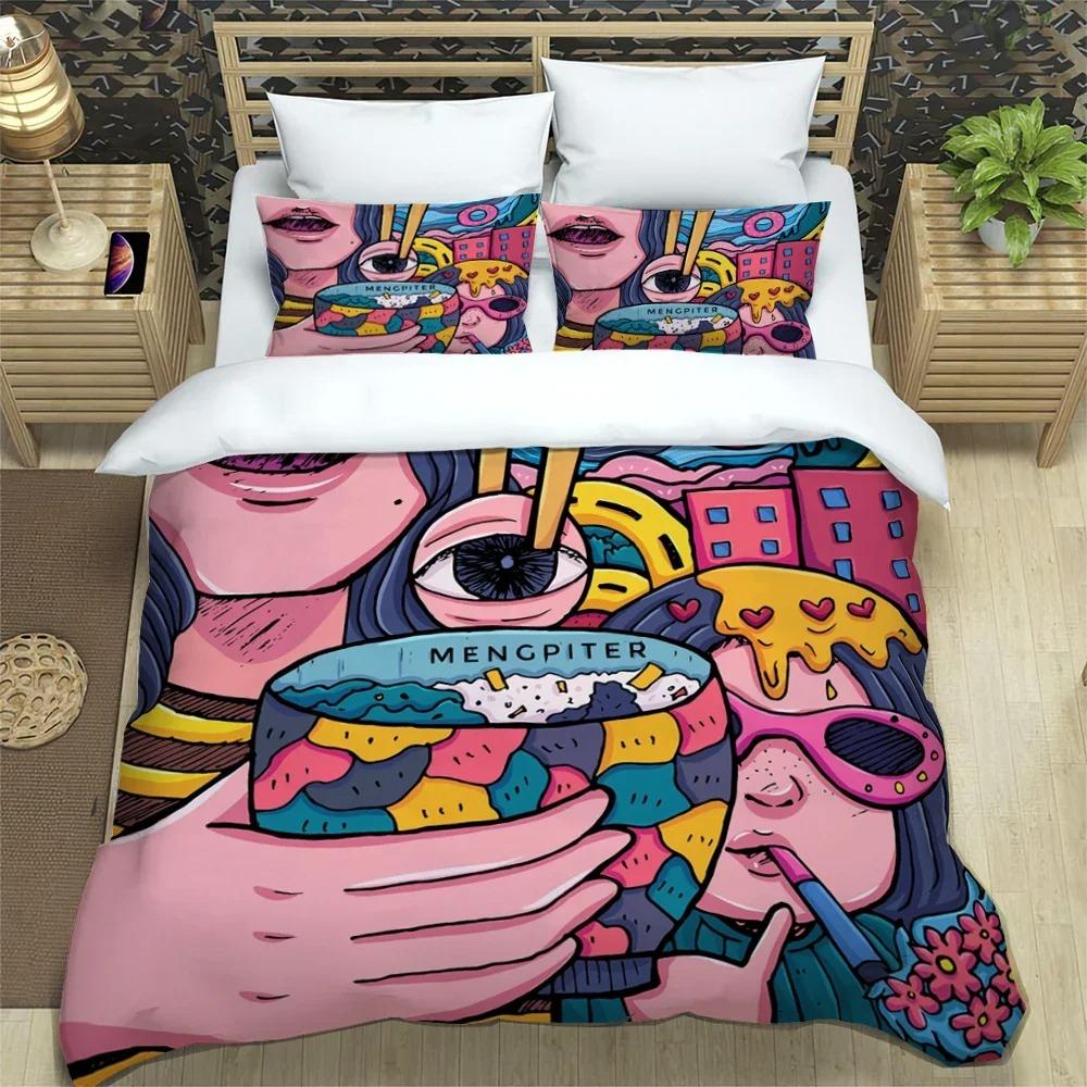 American carton ilustration Print Polyester Beding SetsChildren or Adult Peoples for Beds Comfortable Quilt Cover