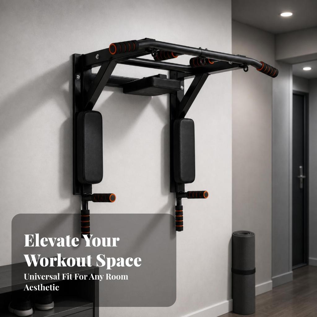 Wall-Mounted Pull-up Bar with Handles Padded for Fitness Room