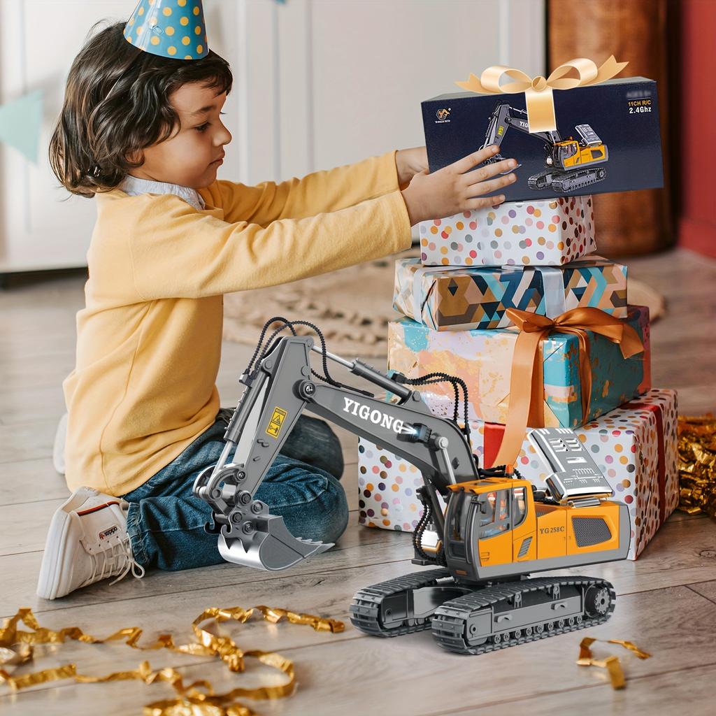 Remote Control Toys Engineering Vehicles,Metal Alloys Can Emit Sound Height Simulation Excavator Children's Toys Christmas Halloween Thanksgiving Gift