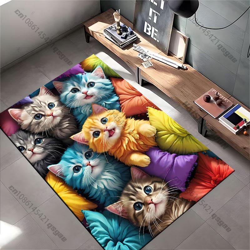 Cute kittens surrounded by pillows carpet Yoga living room room decor children's crawling mat doormat area rug games mat