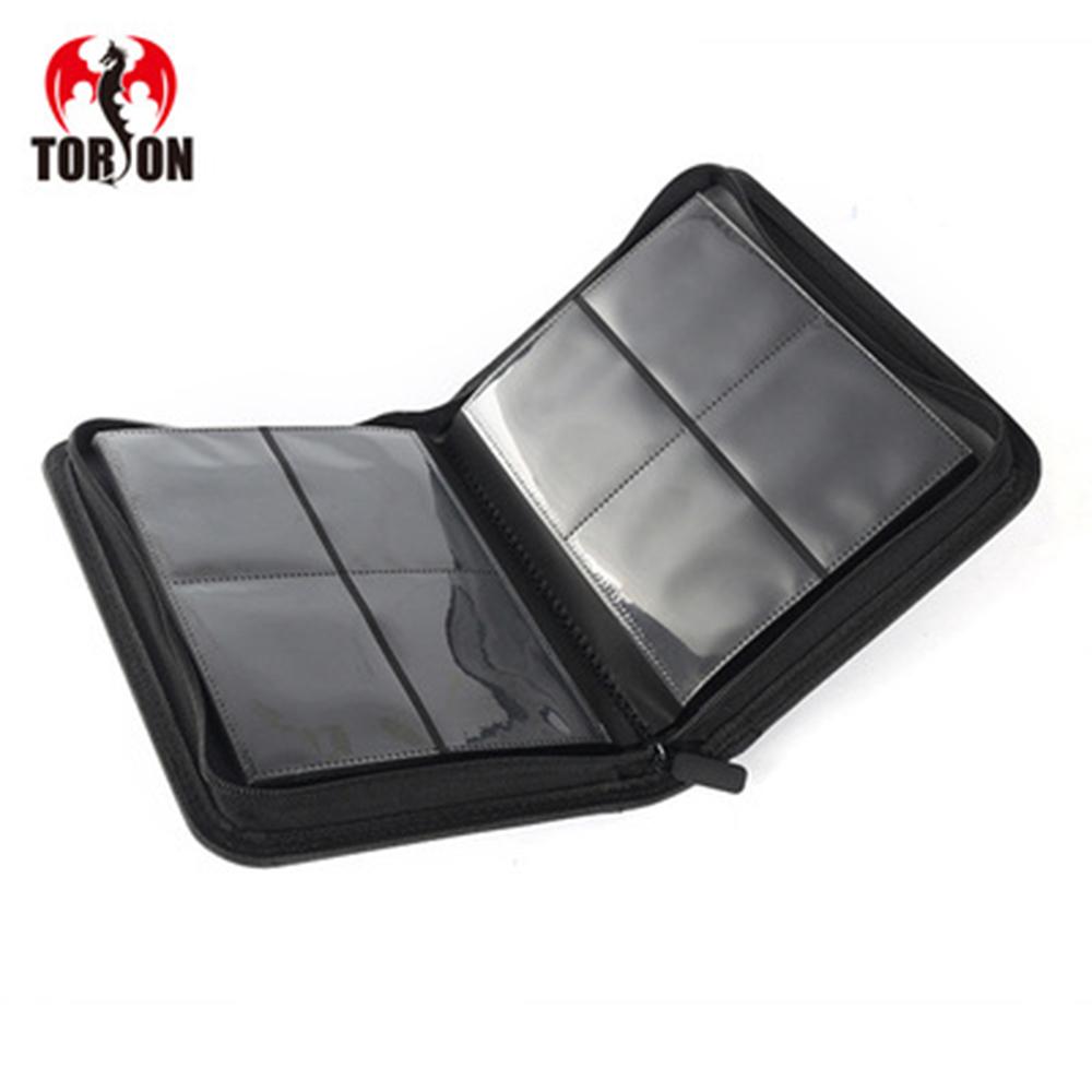 4 Pockets Side Loading Zipper Card Album Pu Leather 160 Cards Binder Tcg Game With Sealed Fixed Pockets Pages For Mgpkmfowygo