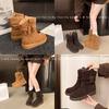 Cowhide Version Platform Short Boots Autumn Western Boots 2025 New Casual Stacking Boots Medium Tube Camel Fashion Boots