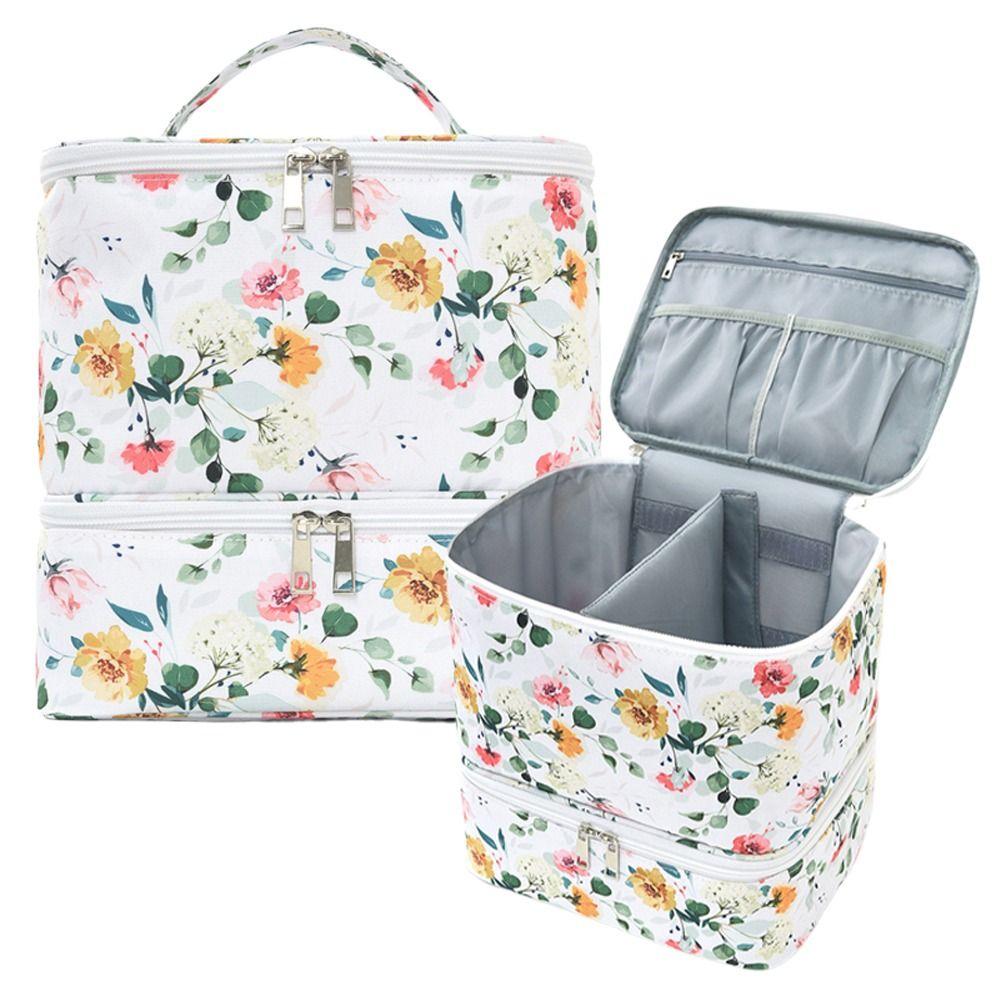 Fashion Double-layer Nail Polish Storage Bag Large-Capacity Multifunction Cosmetic Bag Portable Essential Oil Bag Nail Care Kit
