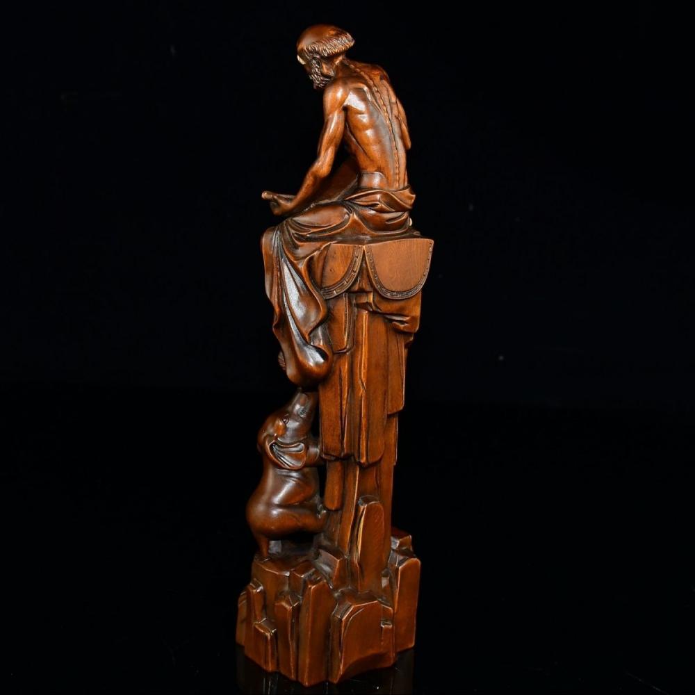 Collection Chinese Vintage Antique Boxwood Carved Arhat Figure Statue Decor Art
