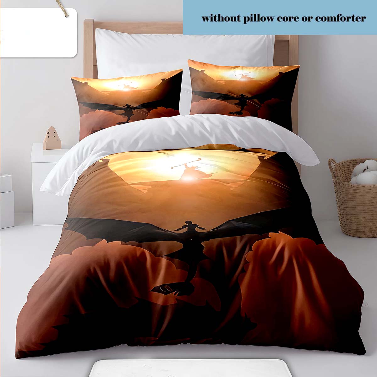 Black Dragon Fantasy Bedding Duvet Cover Fire Dragon Art Quilt Cover Pillowcase Decor -QJY 135x200cm