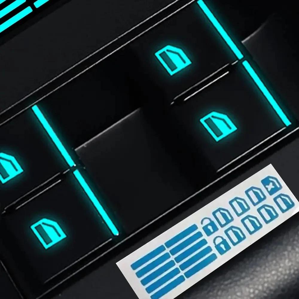 

Car Automotive Interior Stickers Fluorescent Switch Button Sticker Waterproof Luminous Sticker Window Lift Car Decor Accessories зелёный
