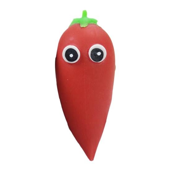 

Cartoon Vegetable Squeeze Toy Big Eyes Pepper Eggplant Banana Bitter Gourd Squeeze Fidget Toy Anxiety Relief Fruit Pinch Sensory Toy червоний