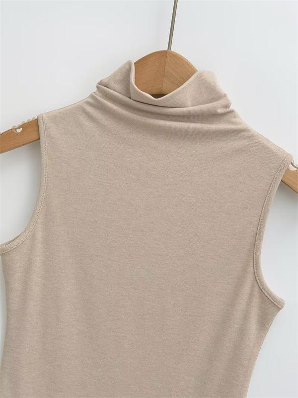 Women's Sleeveless High Neck Slim Fit Summer Vest