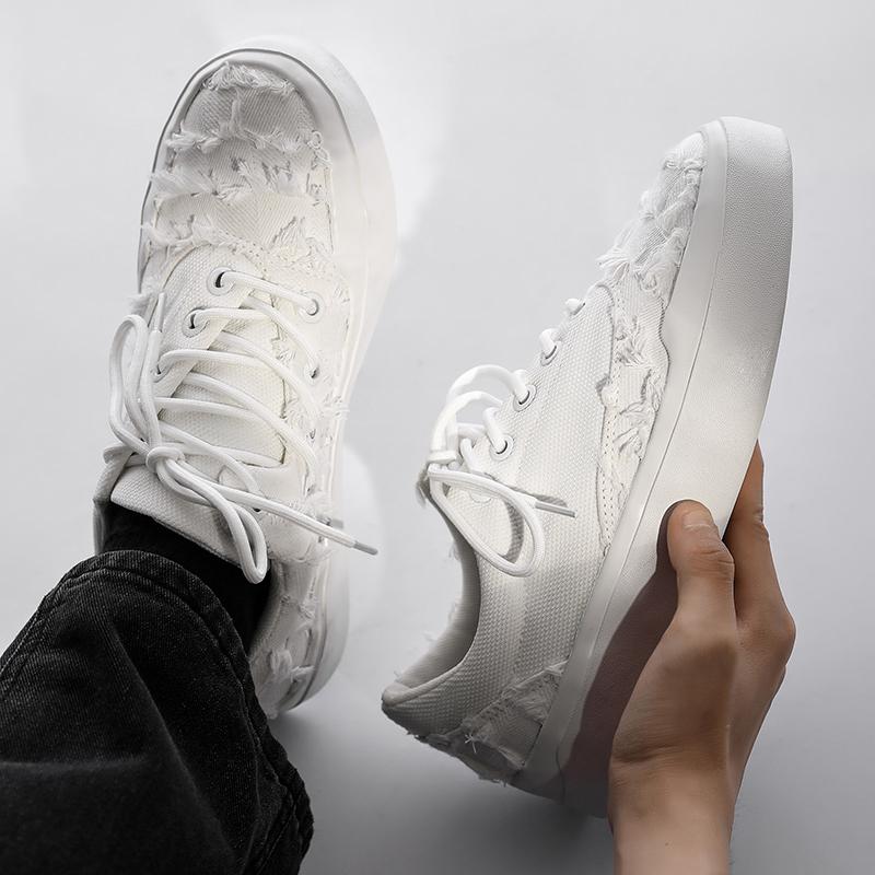 

Мужская повседневная обувь, модная и удобная, противоскользящая, 2024, новые мужские кроссовки из парусины, износостойкие, для улицы, на все сезоны, легкие 35 белый