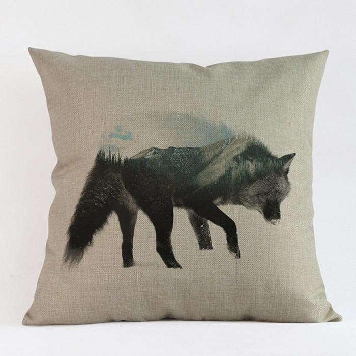 Animal Landscape Special Design Style Throw Pillow Case Rabbit Wolf Dog Elk Home Decor Living Room Sofa Cushion Cover Cojines