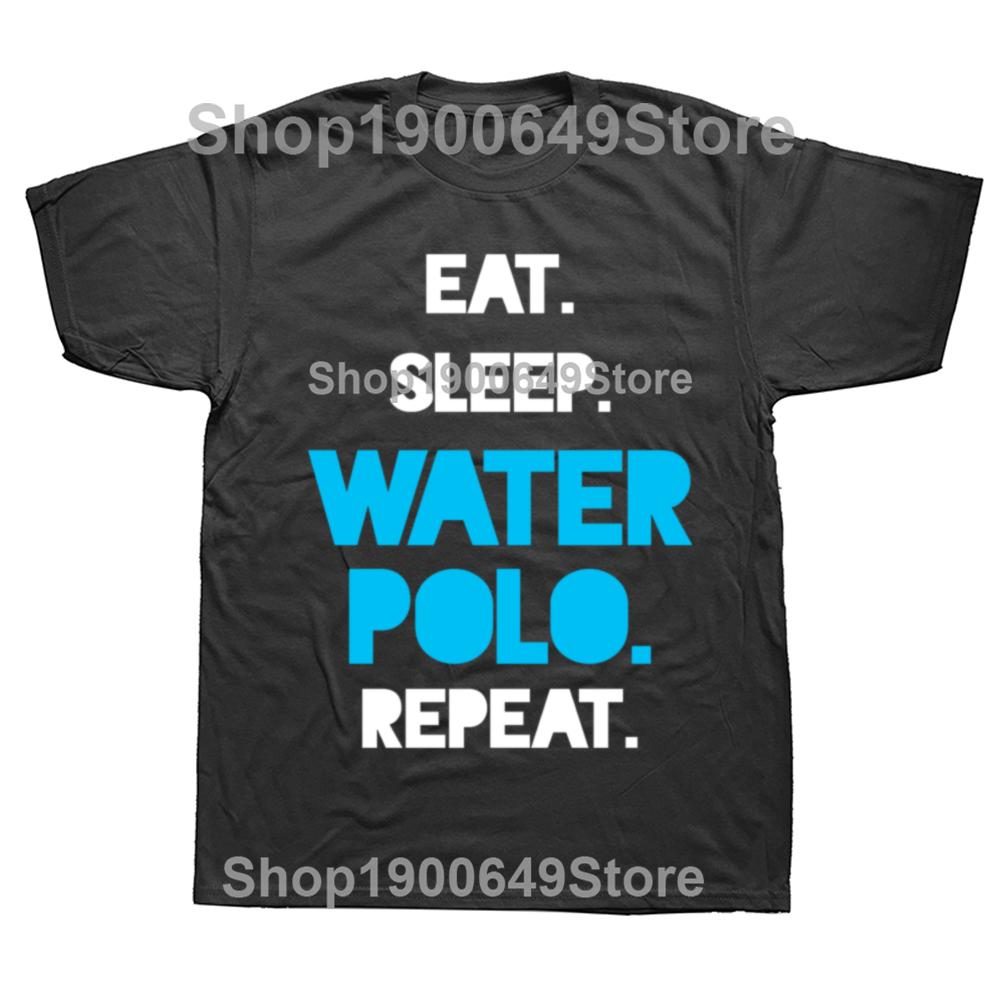 T-shirts Graphiques Drôles Mange Dormir Joueur de Water-polo Hommes Femmes Mode Décontracté T-shirt 100% Coton Lâche Surdimensionné T-shirt Été
