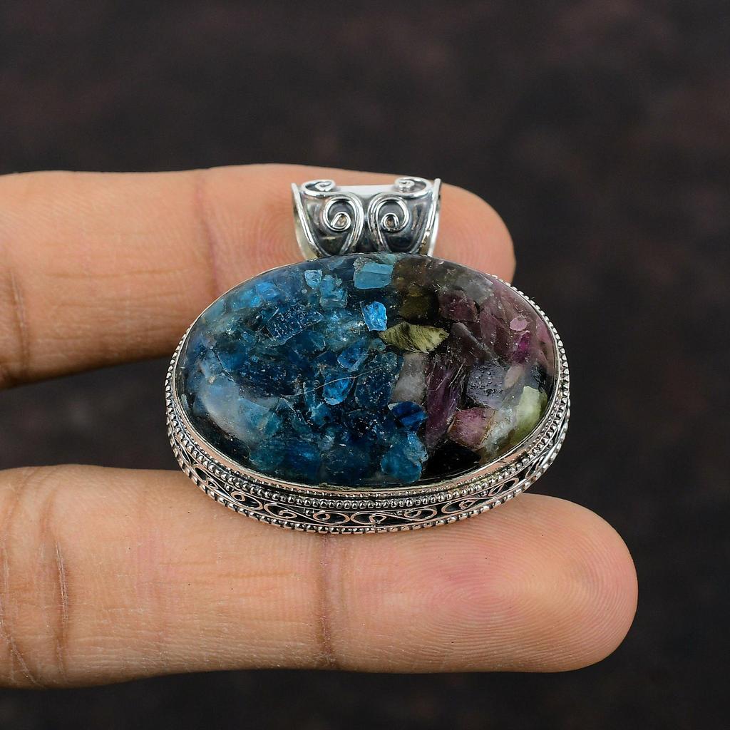 Kupfer Wassermelonen Turmalin Anhänger Handgefertigter Schmuck 925 Sterling Silber Anhänger Vintage Anhänger Hochwertiger Edelstein Schmuck Geschenk für Mama