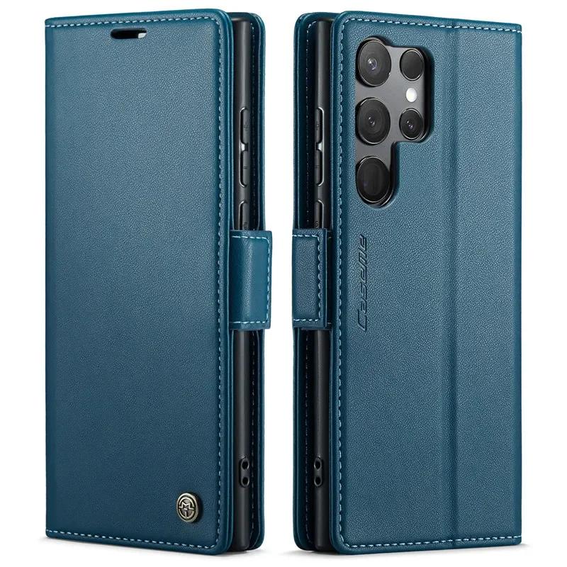 CaseMe Flip Stand Leather Phone Case for Samsung Galaxy S26 Ultra S25 Edge S24 FE S23 Ultra S22 S21 S20 Plus Wallet Card Holder Back Cover Coque Etui